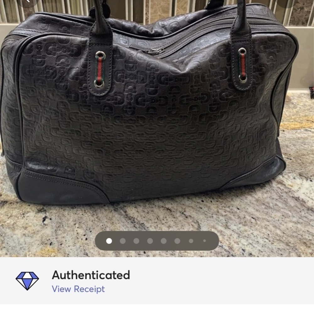 EMBOSSED leather GUCCI weekender